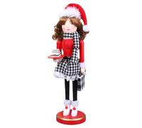Hbbgdiy Noisette de Noël décor de Noël 15, 5 x 4 Pouces en Bois Noisette Femelle avec Dessert, Figures festives Ornements pour étagères Cuisine Table Mantel décoration