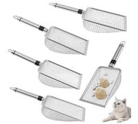 Hbbgdiy Pelle à litière pour Chat, 5 pièces, en Acier Inoxydable, avec poignée, Tamis à Compost de 2/2, 8/3, 8/4, 3/5 mm et Anneau de Suspension, pour propriétaires Chats