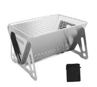 Hbbgdiy Petit Gril à Charbon Portable, Barbecue Pliable en Acier Inoxydable, Mini Camping en Plein air pour Le Camping, la Cuisine en Plein air, la terrasse, Le Jardin et Le feu de Joie