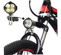 Hbbgdiy Phare Avant de vélo électrique, Phare Avant de vélo électrique en Plastique Brillant et sûr, 4 lumières et connecteur 3 Broches, éclairage étanche avec klaxon pour l'extérieur