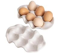 Hbbgdiy Plateau de Porte-œufs en céramique à 6 grilles, Support Minimaliste de Rangement d'œufs réutilisable Moderne pour comptoir Cuisine, réfrigérateur et Organisation Garde-Manger