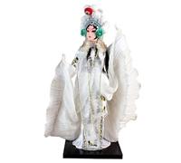 Hbbgdiy Poupée de Chine en Porcelaine d'opéra Traditionnelle 32 x 14 cm, Figurine de Collection avec Costume Blanc et Casque Complexe, décoration Artistique culturelle Asiatique et présentation la ma