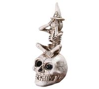 Hbbgdiy Squelette d'halloween Figurine de crâne de 7 Pouces avec Figurine supérieure, décoration crâne réaliste pour la fête d'halloween intérieure et extérieure, Bar ou Maison hantée, ne Regarde Pas