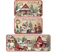 Hbbgdiy Tapis de Cuisine de Noël 3pcs / Set Non glissable Lavable Santa Christmas Absorbant Soft Absorbants Mat à Sol 47x16 ＆ DÉCOR du 24X16 POUCS pour Les Vacances Indoor LA Maison.