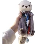 Hbbgdiy Trousse à Crayons en Forme de Loutre, Sac de Papeterie en Peluche Animale 3D, étui à stylos Doux capacité avec Fermeture éclair pour Fournitures Scolaires, Bureau et d'étudiants
