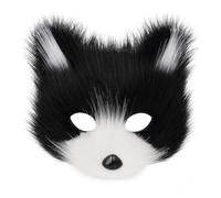 hbbhml Masque de renard et de loup, pour Halloween, fêtes, cosplay, déguisements, peluche, chat, demi-visage, carnaval, Noël