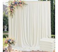 HBBMAGIC 4 pièces 3,8×1,2 cm Rideaux de fond en ivoire pour mariage, fête 100% polyester sans plis Rideaux de fond en ivoire pour anniversaire, baptême, douche de bébé, douche de mariée, mur photo