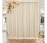 HBBMAGIC Lot de 2 rideaux de fond beige - 1,5 x 3 cm - Pour mariage, fête, 100 % polyester - Sans plis - Fond beige - Pour anniversaire, baptême, douche de bébé, mariée, douche