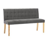 HBBMGYD Banc 140 cm Gris Velours avec Dossier et Pieds en Bois d'Hévéa | Assise velours doux, dossier motif linéaire, pieds bois d'hévéa, couloir, salon, montage facile