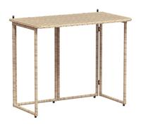 HBBMGYD Table de Jardin Pliante Poly Rotin Beige 90x51x75 cm | Poly rotin résistant, pliage compact, acier poudré, fixation murale incluse, entretien facile
