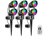 HBBursts Lampe LED De Paysage À Télécommande Sans Fil, 16 Couleurs Changeantes, Étanche IP65, Éclairage Mural RVB For Patio, Allée, Cour, Vacances(6pack)