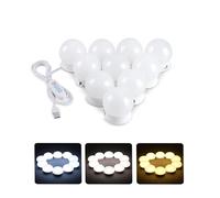 HBBursts Lampes À Intensité Variable 5 W, 14 Ampoules De 50 Mm, Lampe LED Hollywood Autocollante For Miroir, Affichage Rechargeable For Placard, Maquillage, Mur Salle Bain(10-light,45mm-tri colour)