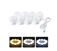 HBBursts Lampes À Intensité Variable 5 W, 14 Ampoules De 50 Mm, Lampe LED Hollywood Autocollante For Miroir, Affichage Rechargeable For Placard, Maquillage, Mur Salle Bain(8-light,50mm-tri colour)