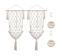 HBBursts Lot De 2 Suspensions for Plantes en Macramé avec Crochet, Pot Non Inclus, Hamac for Chat Tissé À La Main Pompons for Décoration Chambre(B,2pack)