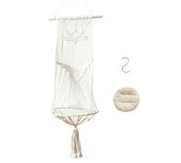 HBBursts Lot De 2 Suspensions for Plantes en Macramé avec Crochet, Pot Non Inclus, Hamac for Chat Tissé À La Main Pompons for Décoration Chambre(D,1PACK)