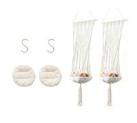 HBBursts Lot De 2 Suspensions for Plantes en Macramé avec Crochet, Pot Non Inclus, Hamac for Chat Tissé À La Main Pompons for Décoration Chambre(C,2pack)