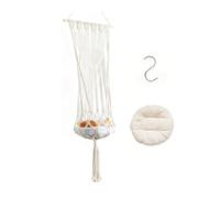 HBBursts Lot De 2 Suspensions for Plantes en Macramé avec Crochet, Pot Non Inclus, Hamac for Chat Tissé À La Main Pompons for Décoration Chambre(C,1PACK)