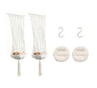 HBBursts Lot De 2 Suspensions for Plantes en Macramé avec Crochet, Pot Non Inclus, Hamac for Chat Tissé À La Main Pompons for Décoration Chambre(C,2pack)