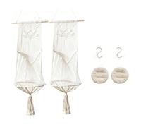 HBBursts Lot De 2 Suspensions for Plantes en Macramé avec Crochet, Pot Non Inclus, Hamac for Chat Tissé À La Main Pompons for Décoration Chambre(D,2pack)