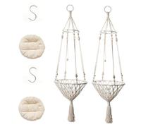 HBBursts Lot De 2 Suspensions for Plantes en Macramé avec Crochet, Pot Non Inclus, Hamac for Chat Tissé À La Main Pompons for Décoration Chambre(A,2pack)