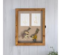 HBCY Creations Vitrine en bois brun patin 11 x 14 cm - Bois massif avec fen tre en acrylique - Loquet de s curit - Pour souvenirs