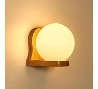 HBDCRJGE Applique Murale Simple en Bois avec Globe en Verre, Applique Murale Nordique, luminaire d'intérieur de Ferme, Lampes de tête de lit E27, Salon, Chambre à Coucher, Chevet E27 Sonces