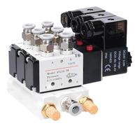 HBDCRJGE Électrovanne de Stations de collecteur 4V210-08, 11-20 Combinaisons DC12V 24V AC220V avec raccords, électrovannes à 5 Ports et 2 Positions(DC12V 12mm Fitting,17 Stations)