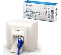 hbdigital 1 prise réseau CAT 6a pour câble d'installation CAT.8 CAT.7 CAT.6A CAT.6 CAT.5 avec 2 ports RJ45 | Prise de données encastrée universelle EIATIA 568A & B 8P8C Gigabit