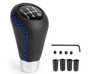 HBDTNTKF 5 Vitesses Voiture Pommeau Levier Vitesse pour Volvo S40 2006-2012, Couverture Housse Levier Vitesse Cuir avec 4 Adaptateurs 8/10/11/12mm,B