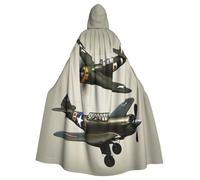 HBDVHZ Cape à capuche pleine longueur avec imprimé avion de la Seconde Guerre mondiale 02 pour adultes, cape de carnaval, costume de bal masqué, unisexe