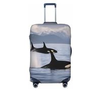 HBDVHZ Housse de bagage imprimée Killer Whales Swim Along, accessoire de voyage tendance et léger, Noir , L