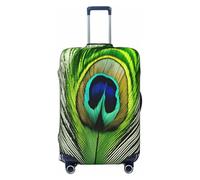 HBDVHZ Housse de bagage verte avec plumes de paon imprimées, accessoires de voyage légers et tendance, Noir , M