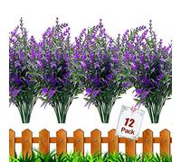 HBell Lot de 12 fleurs artificielles d'extérieur résistantes aux UV, plantes de buis artificielles en plastique pour intérieur et extérieur, plantes à suspendre, jardin, porche, fenêtre, maison,