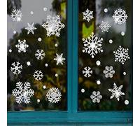 HBell Autocollants Flocons de Neige de Noël, Lot de 110 Autocollants de Fenêtre de Noël Réutilisables, Autocollants Statiques en PVC Flocons de Neige pour Fenêtres pour la Décoration de Noël à la