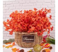 HBell Lot de 12 fleurs artificielles d'extérieur résistantes aux UV en plastique pour intérieur et extérieur - Plantes suspendues pour jardin, porche, fenêtre, décoration de mariage (automne)