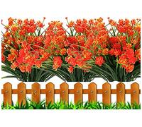 HBell Lot de 12 fleurs artificielles pour décoration d'extérieur, plantes à suspendre pour intérieur ou extérieur, décoration de porche (coucher de soleil)