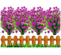 HBell Lot de 12 fleurs artificielles pour décoration d'extérieur, plantes à suspendre pour intérieur ou extérieur, décoration de porche (fuchsia)