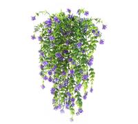 HBell Lot de 2 fleurs artificielles à suspendre, résistantes aux UV, plantes tombantes pour mur, maison, jardin, cour, terrasse, mariage, décoration intérieure et extérieure (violet)