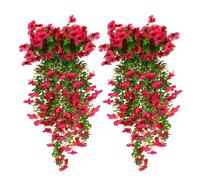 HBell Lot de 4 plantes artificielles à suspendre, bouquet de fleurs résistant aux UV, plantes grimpantes artificielles pour décoration murale, maison, jardin, cour, terrasse, mariage, intérieur ou