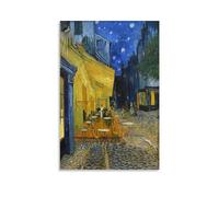 HBEOOP Affiche imprimée de peinture célèbre de Vincent Van Gogh (terrasse du café la nuit) - Décoration murale à suspendre pour chambre à coucher - 50 x 75 cm