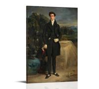 HBEOOP Eugène Delacroix Peinture célèbre (portrait du baron Schwiter) Impression esthétique sur toile Décoration murale moderne pour chambre à coucher 60 x 90 cm