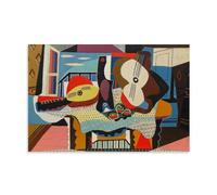 HBEOOP Pablo Picasso Célèbre Peinture (Mandoline Et Guitare) Impression Poster Art Mural Toile Cadeau Salon Impressions Décor De Chambre 60 x 90 cm