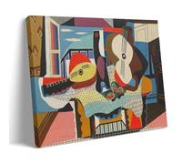 HBEOOP Pablo Picasso Célèbre peinture (Mandoline et guitare) Impression sur toile Tableau décoratif Peinture murale Arts décoratifs modernes pour la maison Idée cadeau 60x90 cm (24x36 pouces)