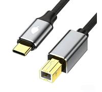 HBFQMDJLX Câble d'imprimante Type-C vers USB B 2 m, cordon USB 2.0 pour MacBook Pro/Air, iPad, clavier MIDI, piano numérique, contrôleur DJ, DAC, imprimante - Coque en aluminium, plaqué or, tressé