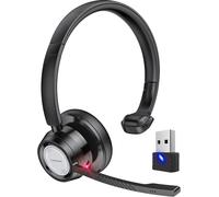HBGV-Casque Bluetooth avec Micro et Dongle USB, Casque PC Mono avec Mic Mute, Casque sans Fil Anti-Bruit pour Skype, Centre d'appels, Bureau, Affaires, Chat en Ligne