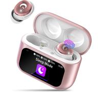 HBGV-Ecouteurs Bluetooth sans Fil, 48H Ecouteur Sommeil avec Écran Tactile Multifonction, Mini Casque Bluetooth 5.4, Appels clairs, HiFi Stéréo/Mode 5 EQ/IPX7 Étanche/Contrôle TactileOreillette, Or R