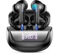HBGV-Ecouteurs Bluetooth sans Fil, Casque Bluetooth 5.4 avec 4 ENC Mic et Hi-FI Son Stéréo, 45H Durée Lecture, Oreillette Bluetooth sans Fil IP7 Étanche, Casque Bluetooth avec Écran LED, Contrôle Tac