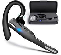 HBGV-Oreillette Bluetooth sans Fil 5.0 + boîtier de Chargement 450 mAh - Oreillette Mains Libres, Microphone, Technologie de Prise de Voix Claire, Batterie 100 mAh ; très légère - Iphone et Android