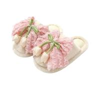 HBJDDMP Pantoufles Femme Pantoufles D'Intérieur Douces Et Antidérapantes À Nœud Tulipe pour Femmes, Idéales pour l'hiver.