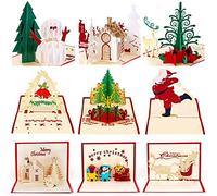HBlife Lot de 9 cartes de Noël pop-up 3D faites à la main avec enveloppes pour le Nouvel An